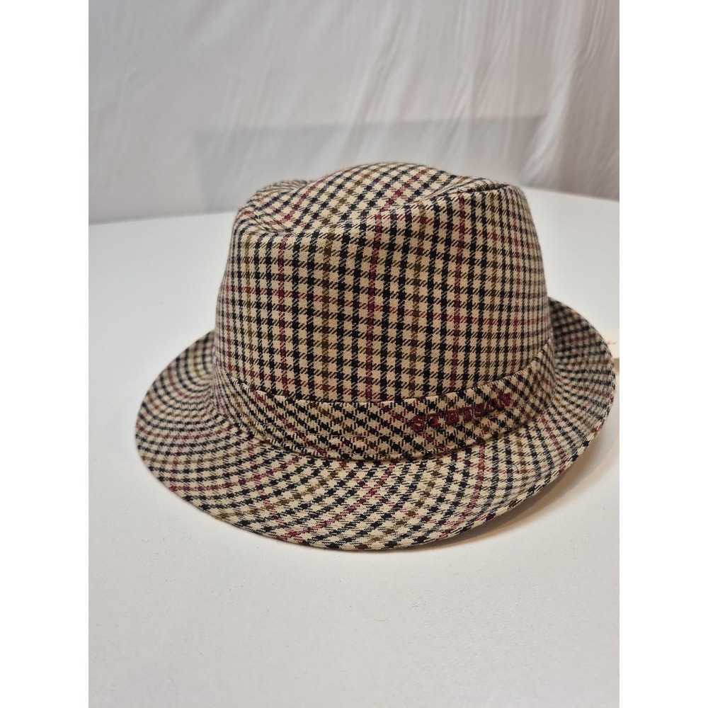 Stetson Hat Pork Pie Fitted Mens L Beige Check Wool Linen Lined STC17-BRICK3